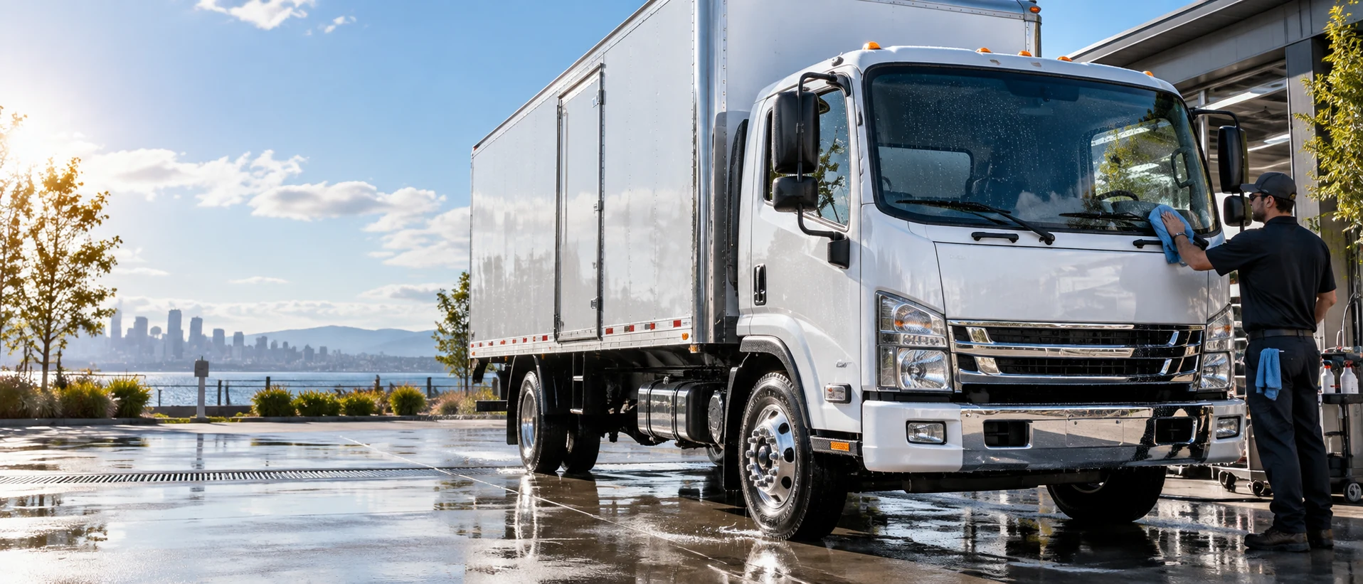 Camión recién lavado con detailing profesional