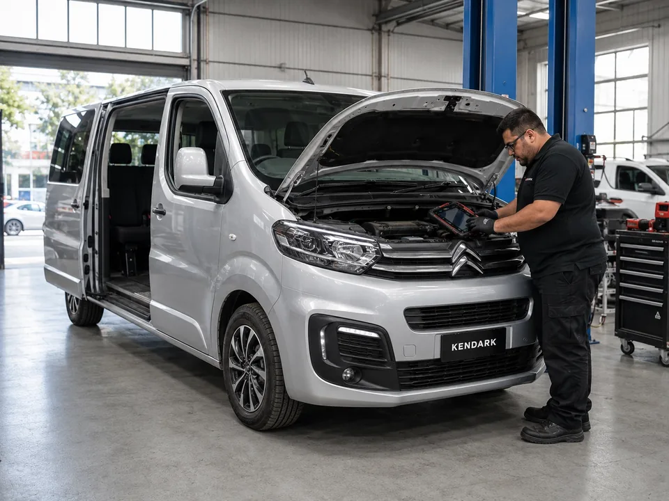 Técnico KENDARK realizando diagnóstico a una van Citroën de pasajeros